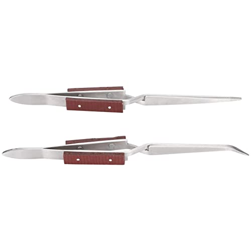 2Pcs Cross Locking Tweezers - Gebogen Tip en rechte Soldeer Tweezers voor Juweliers - Cross Lock Soldeergereedschap
