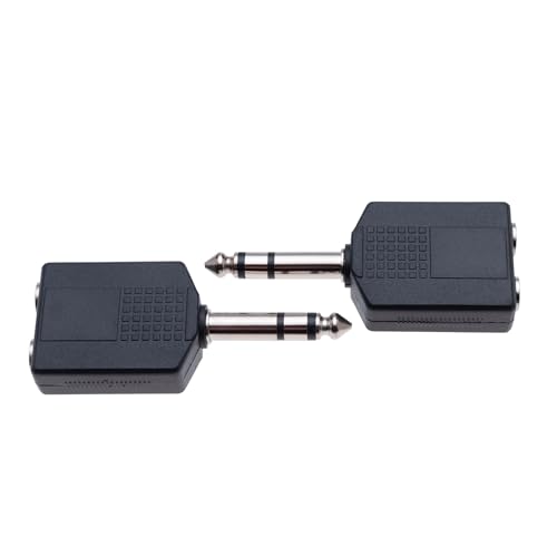 6,35mm Stereo Jack Plug to 2 x Twin 6,35mm Stereo Jack Socket Splitter Adapter Dual Stereo 1/4 Y Adapter, Pack of 2 5