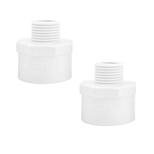 2 stuks PVC Pipe Fittings, 32mm x 1/2 inch Man Thread Pipe Fittings Adapter Connector, voor PVC Hookah Accessoires (Slip to Male Thread)