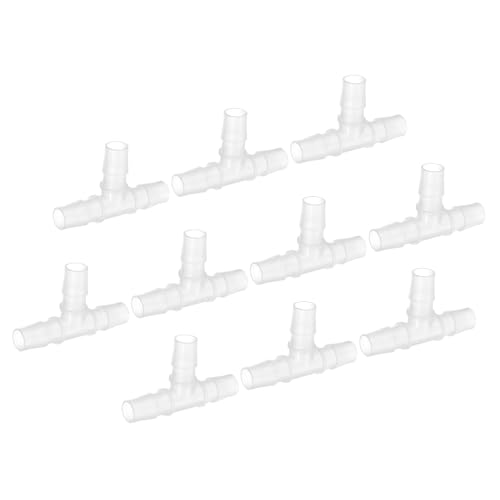 5/8" Plastic Tee Slang Barb Fitting, 10Stuks Gelijke T-vormige 3-Way Joint Splicer Mender Adapter Unie Intersectie Barbed Draad Split voor lucht water brandstof gas vloeistof pijp, Transparant