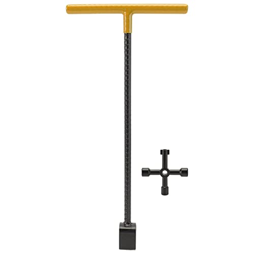 Sleutel voor multifunctionele gereedschappen, sleutel voor watermeter met T-handle voor de hoofdwaterafsluiting Valve Curb (Geel)