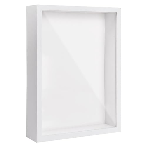 3D Afbeelding Frame voor het vullen, 3D Diep Object Frame A4 Shade Box Display Case Frame met Transparant Acryl blad Frame Houten 3D Frame voor herinneringen, bloemen, medailles, foto (Wit, 5 cm)