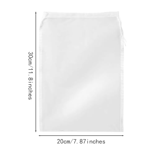 10 st Nut melkzakken, Fine Mesh kaasdoek voor Straining koord Filter zakken 20x30cm Muslin Lakens voor het koken Herbruikbare Nylon Mesh voor Amandelmelk, Yogurt, Juice, Koffie