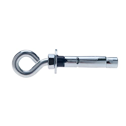 M6 Beton Wandoog Bolt, Eye Hook Schroef met Expandabe Steel Plug, 8mm Metal Sleeve en 6x45mm Ankerhaak Bolt met Hex Nut, voor vaste materialen zoals beton en steen (10 st.) 5