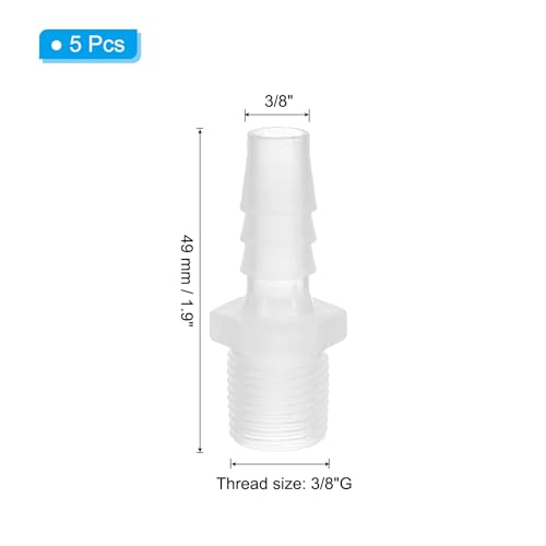 3/8" Barb x 3/8" G Male Connector, 5st Plastic slang passen industriële slang Barb om Pijp Fitting Aansluiten voor water vloeibare lucht brandstof