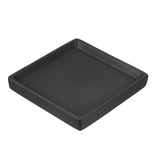 Plantenbak Saucers 15,7 cm, Keramische Vierkante Bloemenbak voor binnendeur, Zwart