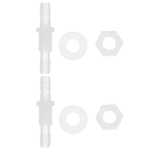 1/4" Slang ID Barb Thru-Bulk Bulkhead Fittings, 2 stuks Union Plastic Adapter Montages met M10 Noten Siliconen Ringen voor Aquarium Water Brandstof Air