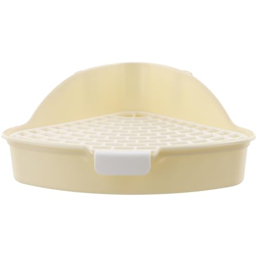 Driehoekige kattennest Box voor konijnen en kleine dieren, verwijderbare hoek toilet, met rooster voor Guinea Varkens, Hamsters (Wit)