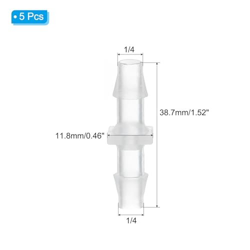 1/4" x 1/4" kunststof slang Barb Fitting, 5Pcs Thru-Bulk Pipe Connectors Barbed Wire Splicer Mender Joint Adapter Unie voor Aquarium Brandstof Gas Liquid Air