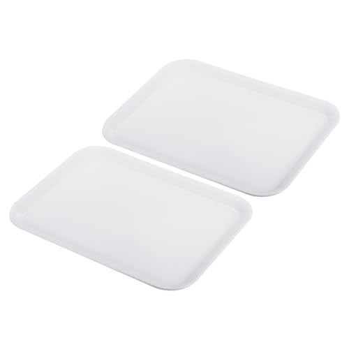 10,4 x 7,9 inch Fast Food Tray, 2 stuks Plastic Tray Herbruikbaar Multifunctioneel Rechthoekige Tray voor Cafetaria Restaurant Home Keuken, Wit