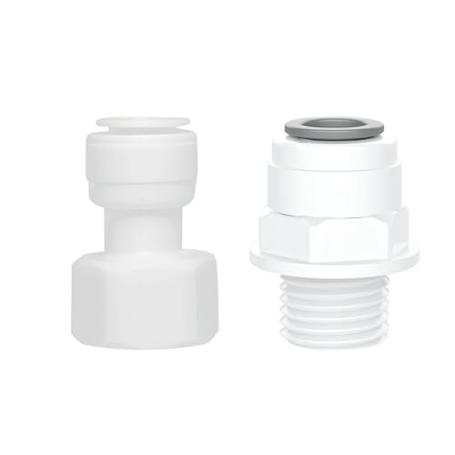 2Stuks waterfilter Quick Connector, 3/8 inch wateraansluiting adapters aan 3/8 inch man / vrouw draad, waterfilter slang connector voor osmose