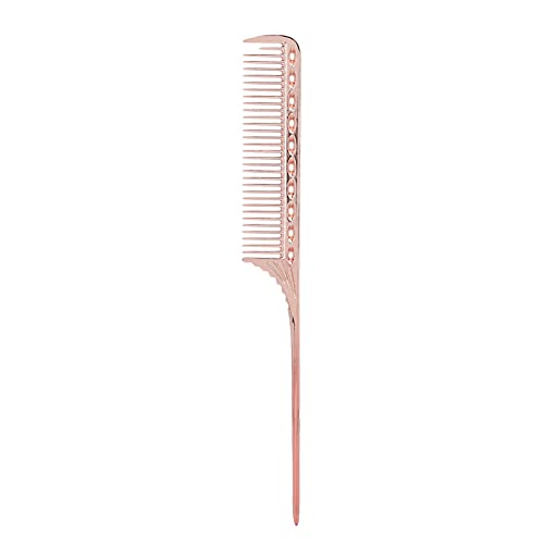 Rat Tail Hair Comb, Professionele Salon Kapper styling Comb Barber, Aluminium Metaal Comb, Portable Styling Tools(Rose Gold)