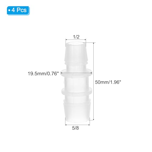5/8" x 1/2" kunststof slang Barb Fitting, 4Pcs Thru-Bulk Pipe Connectors Barbed Wire Splicer Mender Joint Adapter Unie voor Aquarium Brandstof Gas Liquid Air