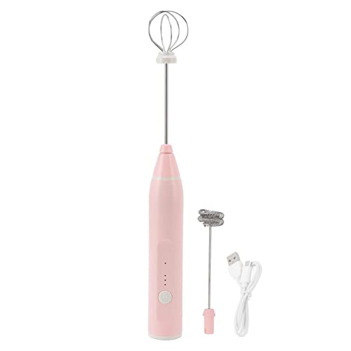 Mini Draadloze Elektrische Stirrrer Multifunctioneel Egg Beater met 3 modi en 2 Egg Beater Heads voor Melk Koffie (Roze)
