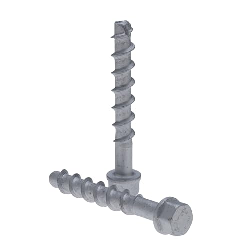 Betonschroeven en wandanker, 12,6 x 70 mm, gegalvaniseerd staal, hexagonaal hoofd, verankering voor metselwerk, baksteen, beton, betonnen blokken, Roestbestendig