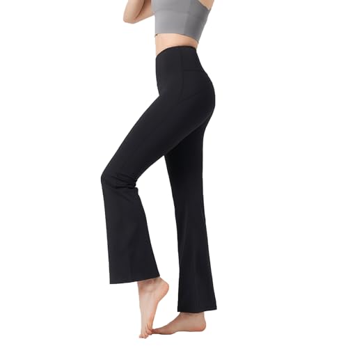 Bootcut Vrouwen Yoga Broeken, Stretch Bootleg Broeken, High Waist Flared Leggings met Pockets, Tummy Control, Werkbroeken voor Werk, Sport en Vrije tijd
