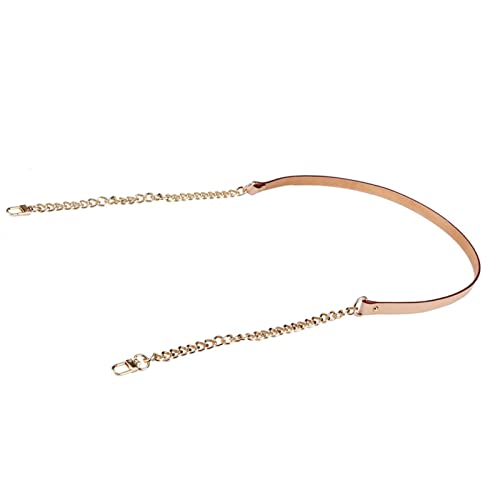 Handtas ketting lederen riemen ketting riemen vervangende gouden Platte metalen ketting voor handtassen DIY handwerk, 47 Inch bruin