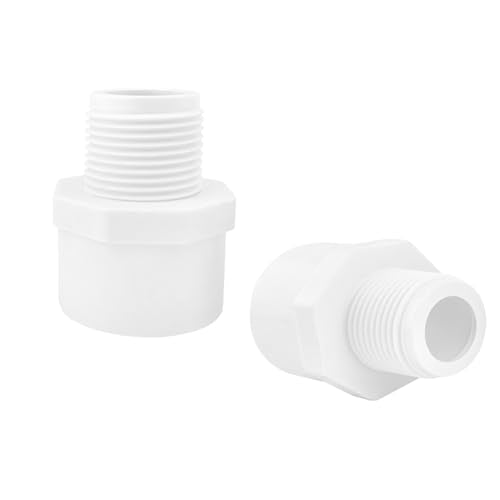 2 stuks PVC pijpfittingen, 32mm x 3/4 inch Man Thread Pipe Fittings Adapter Connector, voor PVC Hookah Accessoires (Slip to Male Thread)