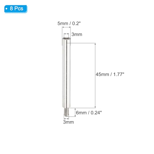 M3*45+6mm Ronde Spacers Schroeven Extension Pins 8st Roestvrij stalen Thread Sleeve Spacer Bolts Schroeven Vervanging voor Bindende Navulbare Scrapbook Fotoalbum