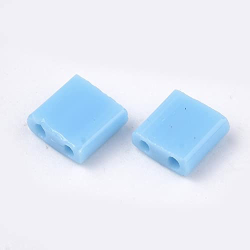 200PCS Rechthoek 2 Hole Glazen Zaad Kralen Opaque Flat Tila Kralen Zaad Spacer Vervoer Kralen voor Multi-Standed Armbanden sieraden maken DIY ambachten (Sky Blue)