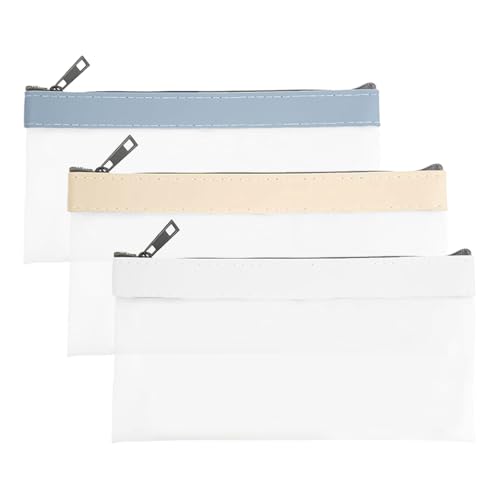 3 stuks rits Money Bags 20x10cm Coin Pouch Duidelijk geld Enveloppen Coin Purse Multi-Function Geld Organisator Plastic Geld Enveloppen voor Business Home School (3 Kleuren