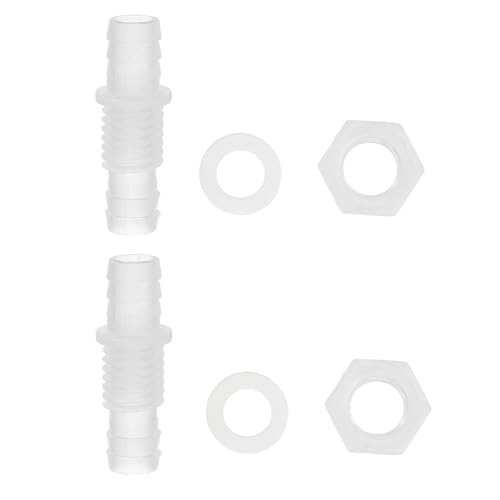 3/8" Slang ID Barb Thru-Bulk Bulkhead Fittings, 2st Union Plastic Adapter Montages met M14 Noten Siliconen Ringen voor Aquarium Water Brandstof Air