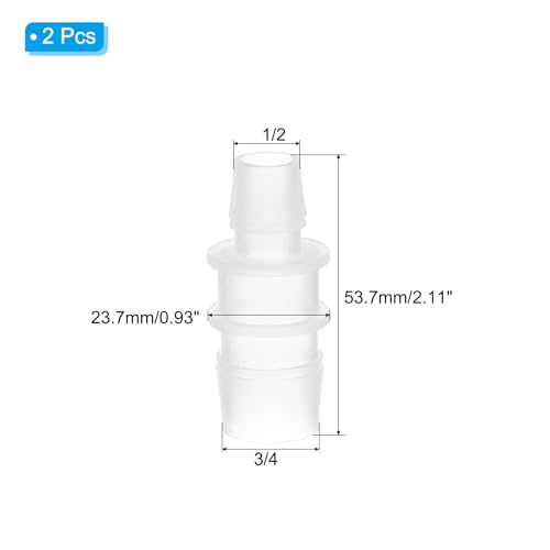 3/4" x 1/2" kunststof slang Barb Fitting, 2Pcs Thru-Bulk Pipe Connectors Barbed Wire Splicer Mender Joint Adapter Unie voor Aquarium Brandstof Gas Liquid Air