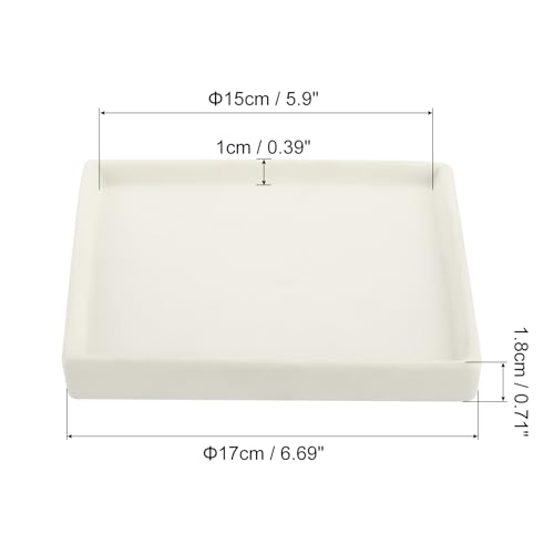 Plant Pot Saucers 6.7", Ceramic Square Flower Drip Tray voor binnen, Beige
