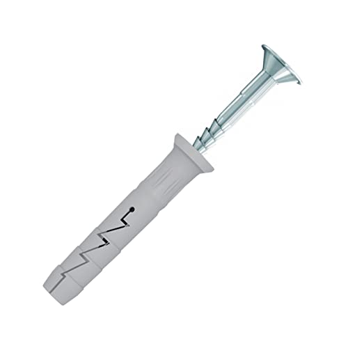 M6 Hammer Type Solid Wall Mounts, 6x80mm Wandplug en 3.9x85mm Hammer-in Schroef, Hammerfix Nail in Wall Ankers met Phillips Countersunk Head voor betonnen stenen steen Holle blokken (100PCS)