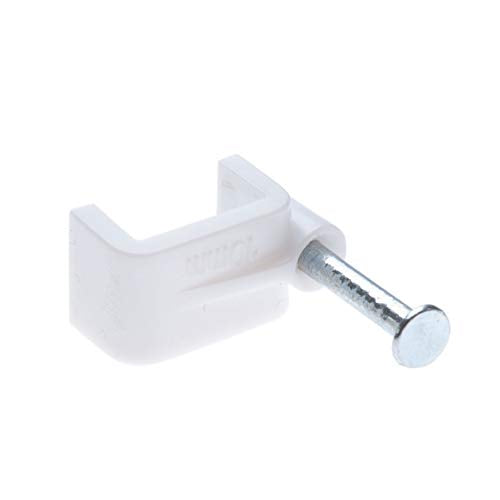 Flat White Cable Nail Clips 10mm Plastic Electric Wire for Cat 5 5e / 6 6a / 7