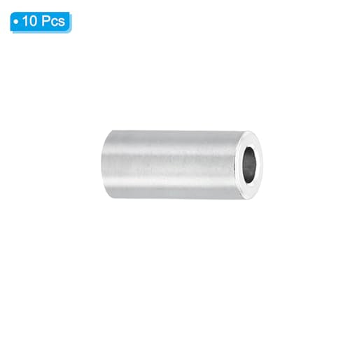 M2 aluminium afstandhouders, verpakking van 10 metalen afstandhouders, aluminium afstandhouders, 2.1 mm, ID x 4 mm OD x 10 mm L, aluminium afstandhouders met afzonderlijke schroef, rond, voor schroeven M2 3