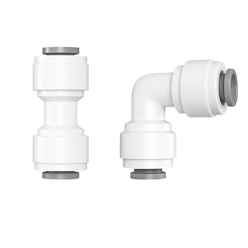 2 st Reverse Osmose Connectors, 1/4 inch Quick Coupling, 1/4 inch Elbow Push Fit slang Aansluiten