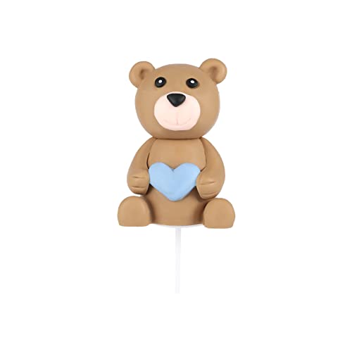 Teddy Bear Cake Toppers, 7x4.5cm Teddy Bear Cake Topper Bow Tie Teddy Bear Cake Decoraties voor Baby Douche Verjaardag Party Anniversary Decoration (Brown)