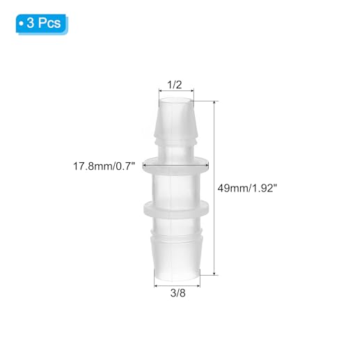 1/2" x 3/8" kunststof slang Barb Fitting, 3Pcs Thru-Bulk Pipe Connectors Barbed Wire Splicer Mender Joint Adapter Unie voor Aquarium Brandstof Gas Liquid Air