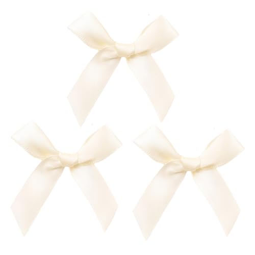 Satin Ribbons 100 stuks 6 x 6,5 cm Decoratieve Bows Cadeaubogen voor DIY Crafts Bruiloft Kerst Valentijnsdag Decoratie Kaart maken decoratie Beige