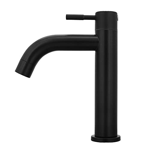 Badkamer aanrecht Faucet, Stainless Steel Single Cold Sink Faucet,Stijlvolle Retro Design,Matte Black Matte Black voor badkamer,Toilet (S) 4