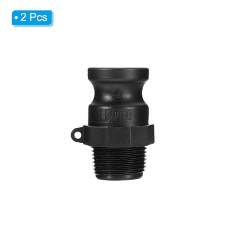 Poly Cam Lock Fittings, 2 stuks 1 Inch Part F Man Adapter x Man Thread Cam Groove Slang past polypropyleen Cam Locking Fittings, zwart 3