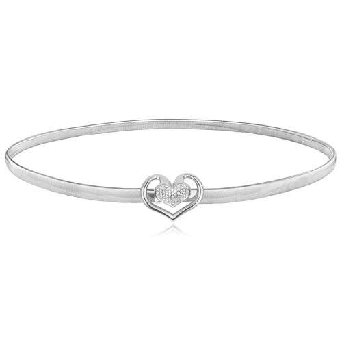 Vrouwen Skinny Metal Waist Belt, Elastic Heart Shaped Rhinestone Kettinggordel Crystal touwgordel voor jurk