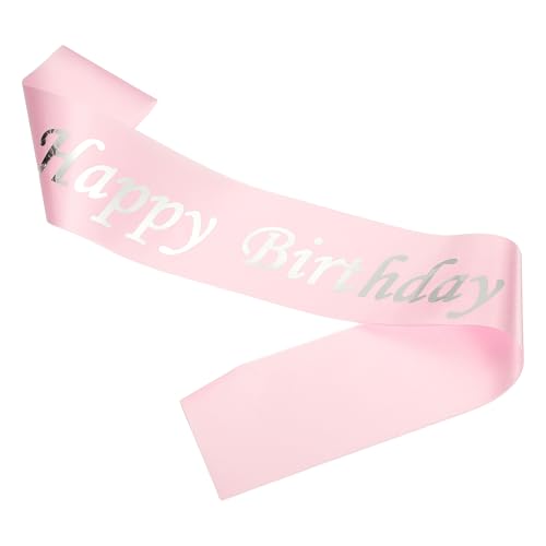 Verjaardag Meisjes Sash, Glitter Verjaardag Sash voor vrouwen Satin Princess Queen Sash Party Decoraties met veiligheidsspeld voor feestgeschenken Favors, Roze met Silver Foil