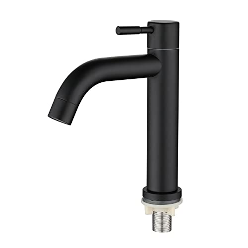 Badkamer aanrecht Faucet, Stainless Steel Single Cold Sink Faucet,Stijlvolle Retro Design,Matte Black Matte Black voor badkamer,Toilet (S)