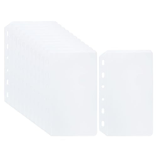 A7 Ring Binder, 12 stuks PVC 6 gaten Binder Mappen Foto's Kaarten Rekeningen Document Waterdichte Filing Opslag Losse blad zakken voor 6-Ring notebook map, Transparant