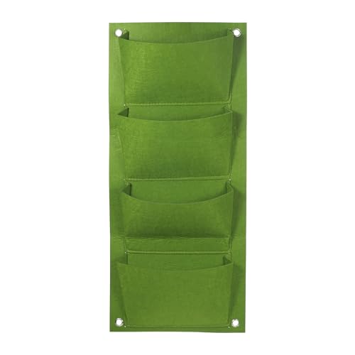 4 Zakken Verticale Hangende Grow Bags, Wall Hangende Planters Wall Mounted Vilt Fabric Planten Groei Tassen voor Tuin Home Decor, Groen