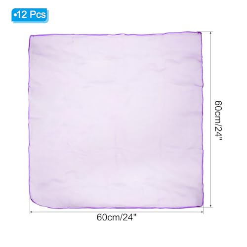 Danssjaals, 12 stuks vierkant jongleren sjaals 61 bij 61 cm voor het spelen, magische muziek, activiteit, jongleren jurk, paars