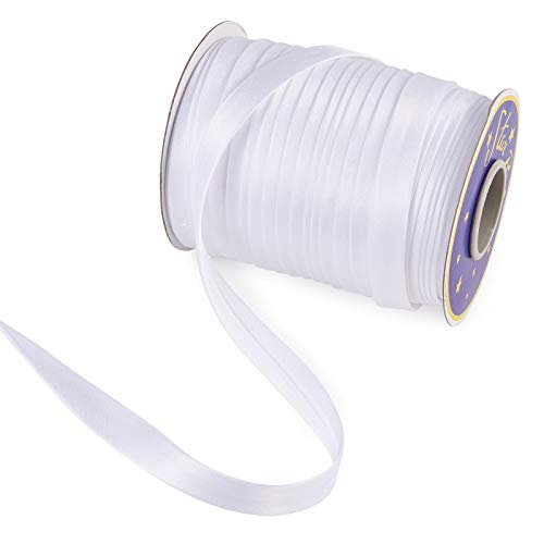 73m White Bias Binding 5/8 Inch Dubbelgevouwen Bias Binding Single Sided Satin Ribbon voor Naaien Bindende Hems Piping Quilting ambachten