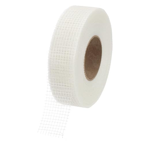 Fibreglass Stoftape, 5 cm x 100 m, Fibreglass Repair Patch, Self-Adhesive Plasterboard Joint Tape, 6 Mesh, Wall Hole, Tear and Naad Patch, Wit
