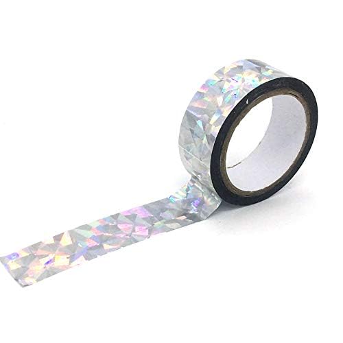 Gereedschap 5 Rolls Decoratieve Tape Holografische Glitter Kleefband, 1,8cm x 10m DIY Sticky Masking - Diamant Zilver