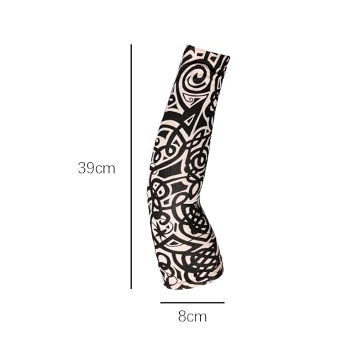 10 st Arm Tattoo Mouwen, Art Arm Fake Tattoo Mouwen Cover Tattoos Mouwen Slip On Unisex 39cm Zonnescherm Mouwen Valse Tijdelijke Tattoo Mouwen voor Halloween Basketbal Biker Party, Multicolour