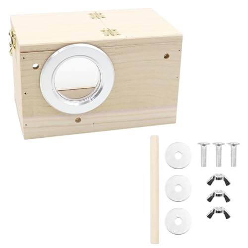 Parakeet Nest Box Transparant Design, Bird's Nest Nest Nursery met Perch Houten Vogelkooi Huis voor Lovebirds Parakeets Finch