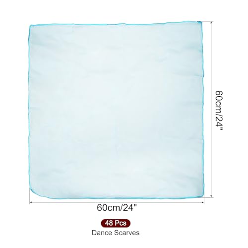 Danssjaals, 48 stuks vierkant jongleren sjaals 61 door 50 cm, Music Movement, Performance Sjaals Props, Accessoires voor het spelen van Magic jongleren Light Sky Blue