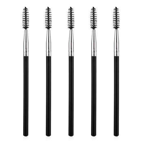 5 st. Herbruikbare wimper wenkbrauwen Spoolie penseel, Mascara penseel toverstokken, lange handgreep wimper penseel Applicatoren Draagbare wimperborstel make-up wimpers set voor wimpers